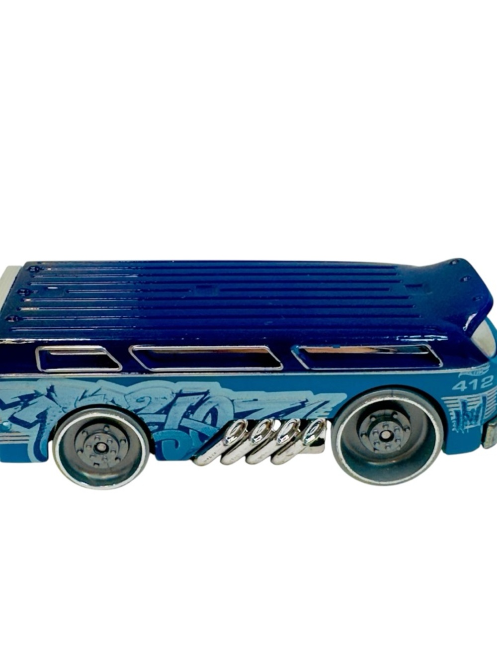 2011 Hot Wheels Mattel Bendy Bus Transporter Vehicle VO146 Loose Blue Toy A